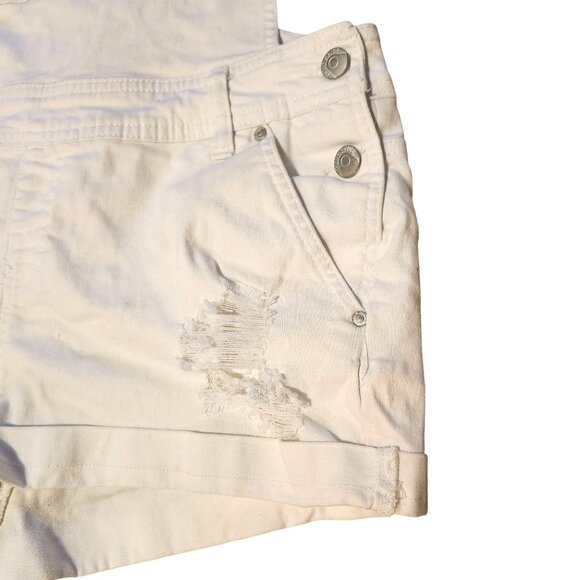 Y2K Blue Spice Women's Size 11/12 Distressed Denim Shortalls/Overalls White - Picture 4 of 8